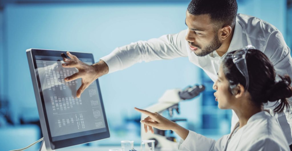 team working on a digital therapeutics platform